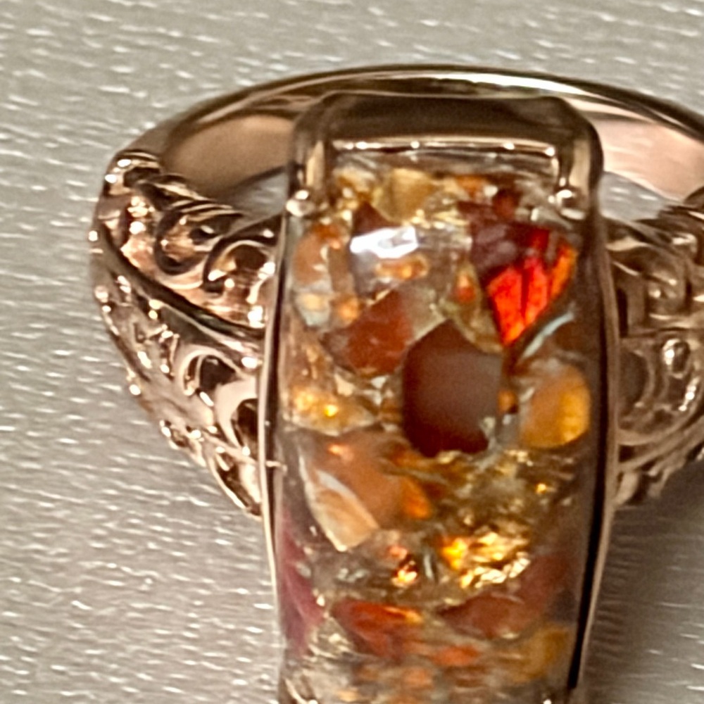 Matrix Fire Opal Solitaire Ring size 9